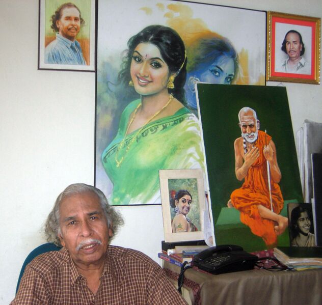 File:Artist Maruthi with his Illustrations.jpg