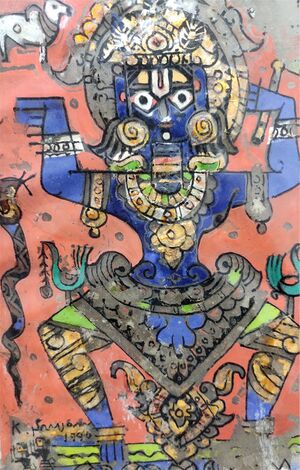 Krishna, painted on plastic sheet
